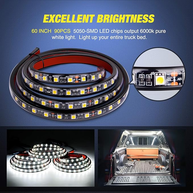 Nilight 3PCS 60 Inch Bed Light Strip 270 LED