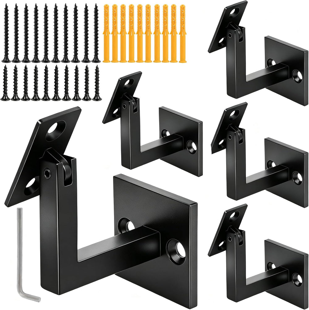 Set of 5 Adjustable Swivel Handrail Brackets, 304 Stainless Steel Stair Raili...