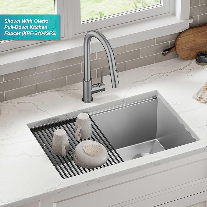 KRAUS Kore 28-Inch Undermount Workstation 16 Gauge Single Bowl Stainless Steel