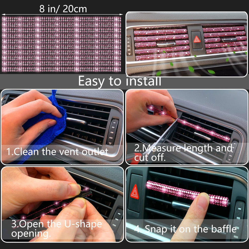 NBTEPEM 27-Piece Bling Car Accessories Set - Universal Fit Steering Wheel Cov...