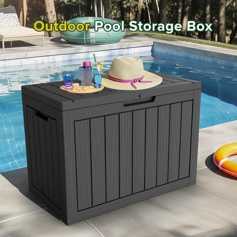 46 Gallon Outdoor Deck Box, Lockable Waterproof Outdoor Storage Boxes For Gar...