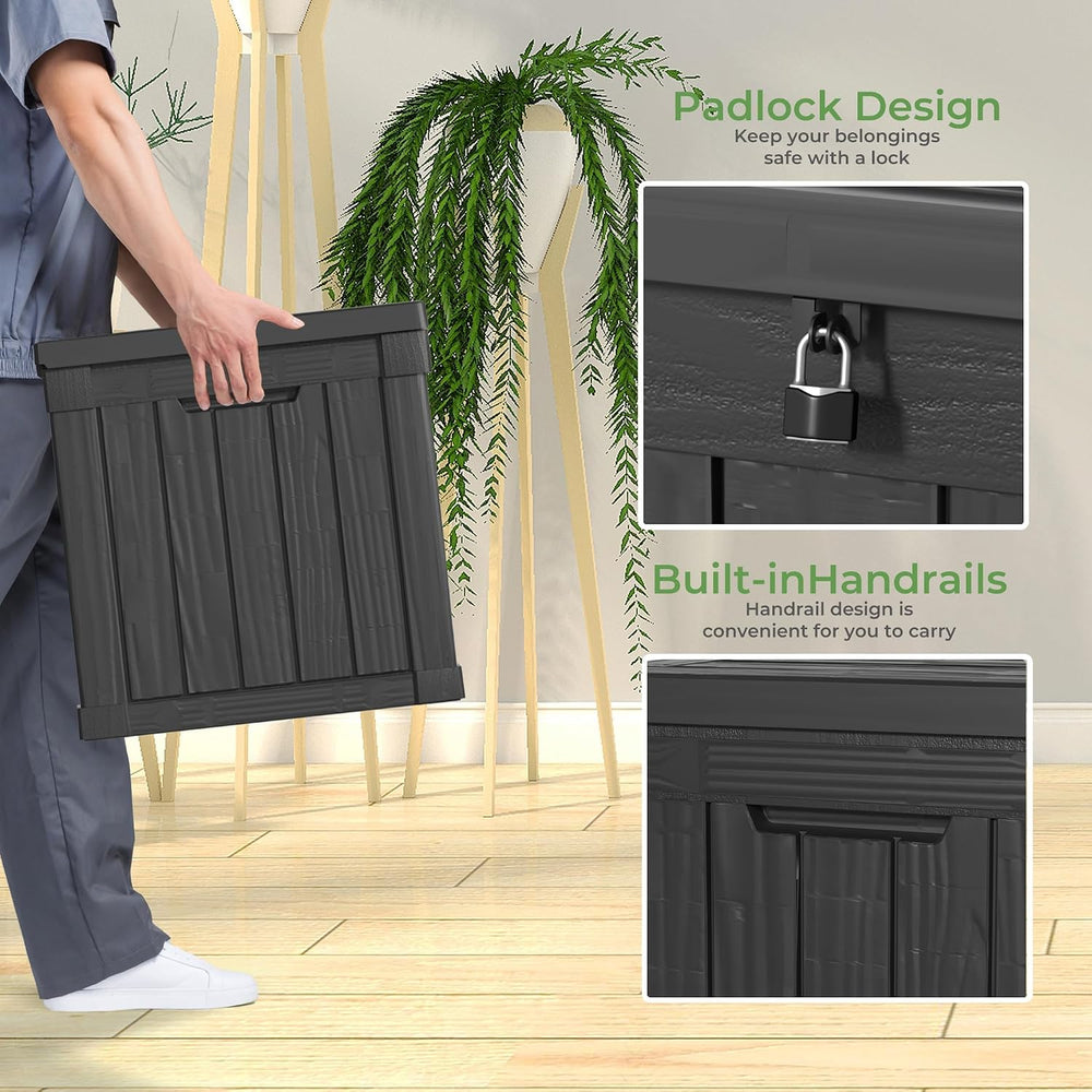 50 Gallon Waterproof Outdoor Resin Deck Box, Lockable Storage Container for P...