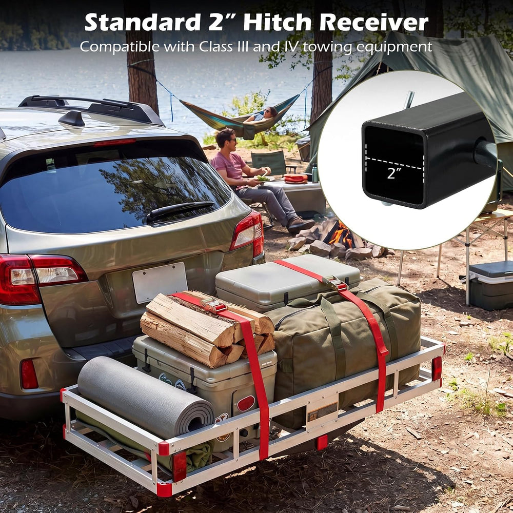 Goplus Hitch Cargo Carrier, Aluminum Hitch Mount Cargo Basket with 500LBS Cap...