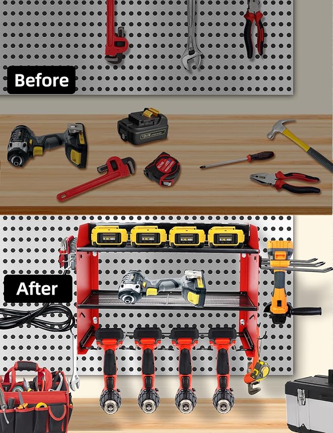 Power Tool Organizer wtih Charging Station,3 Layers Storage Rack