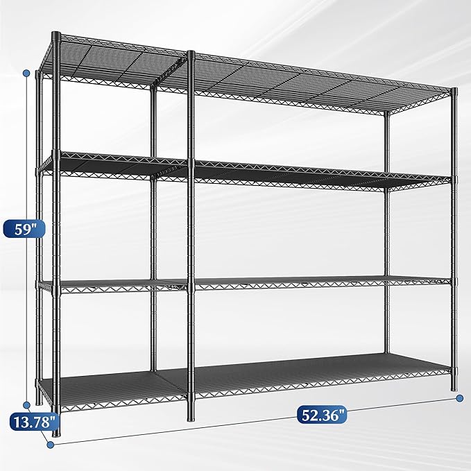 52.36''W Storage Shelves Metal Shelving Unit Load 1120LBS 4 Tier Wire...