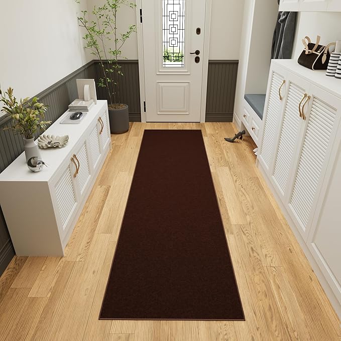 Ottomanson Hallway Runner Rug 2'7" x 9'10" Non Slip Solid A...