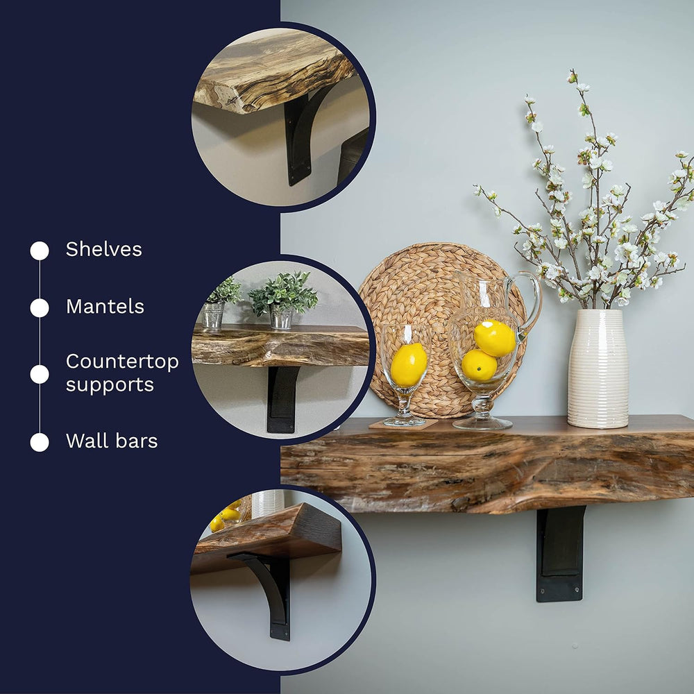 RRD Heavy Duty Steel Mantel Brackets (2 Pack) - Countertop Support for Firepl...