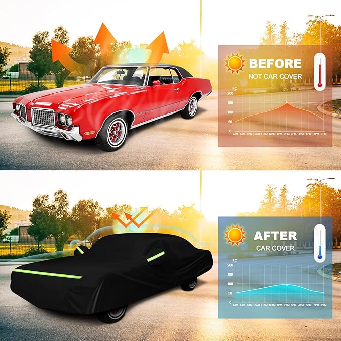 QUNSUNUS Waterproof Car Cover for Oldsmobile Cutlass 1966-1980/1988, Outdoor