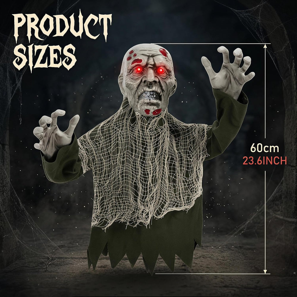 Halloween Decorations Outdoor Ground Zombie Decor, Animated Yard Prop