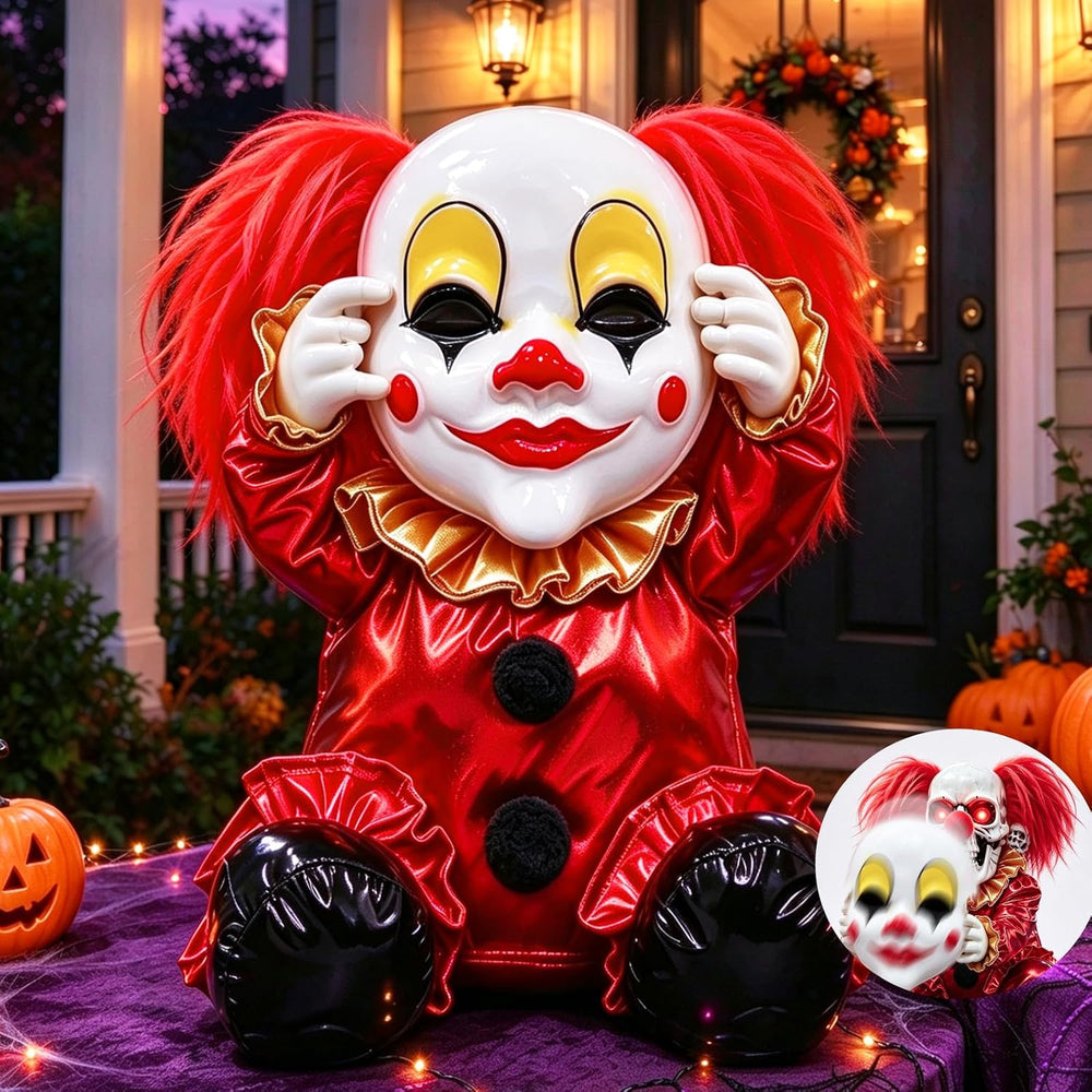 Scary Halloween Animatronics Clown Decoration for Haunted House Party Decor