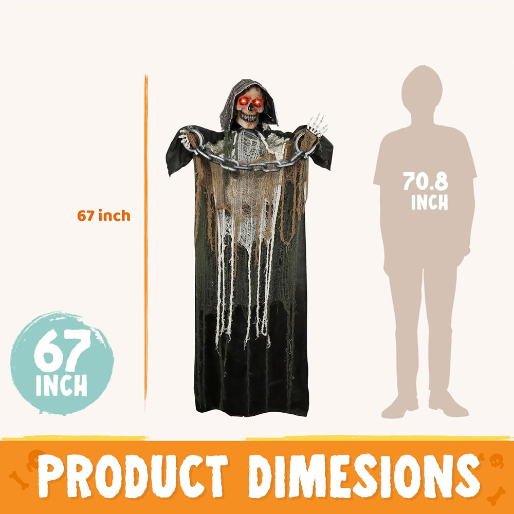 JOYIN Halloween Decorations Outdoor Life Size Animatronics Grim Reaper with C...