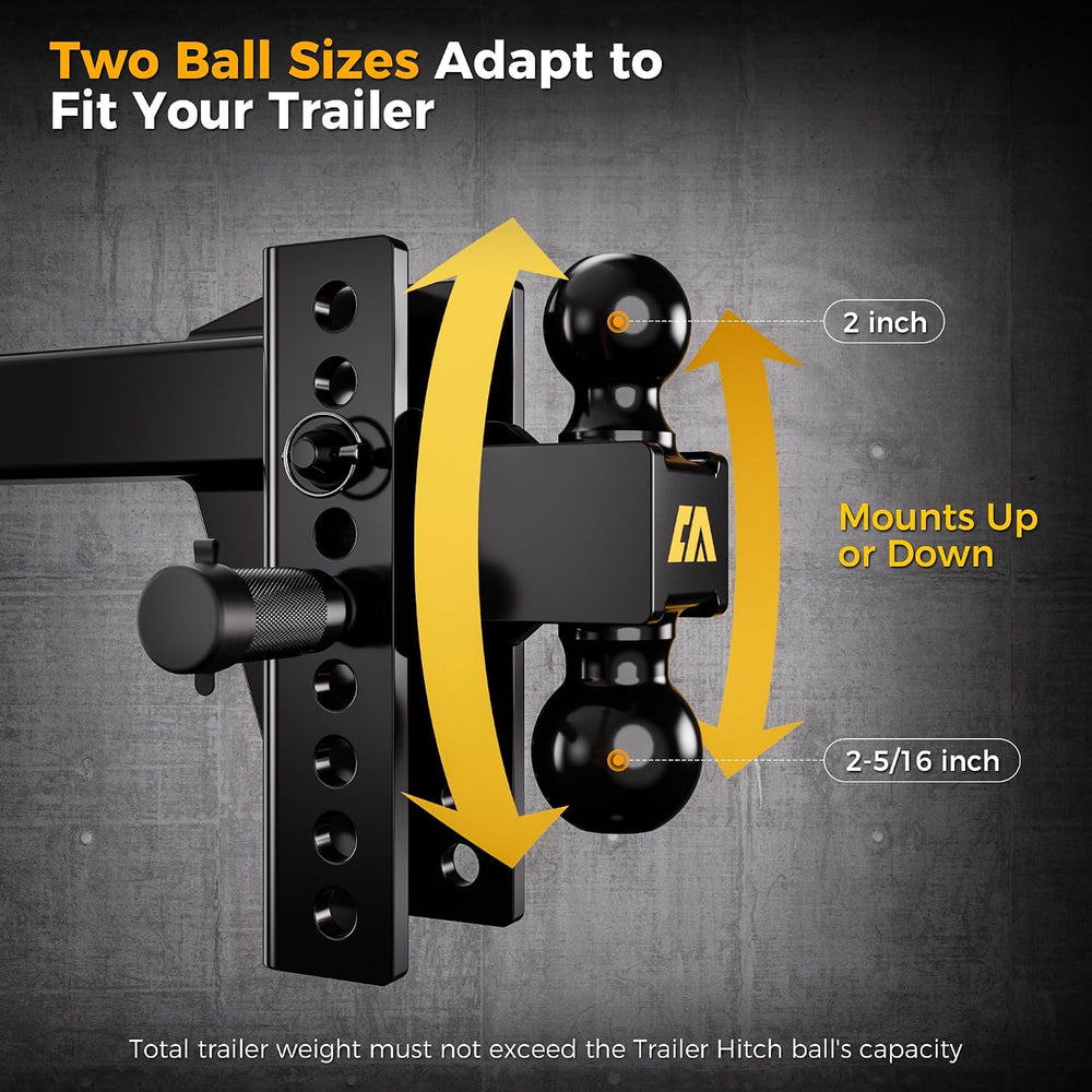 CAMMOO Adjustable Trailer Hitch for 2inch Receiver & 6 inch Rise/Drop Hitch
