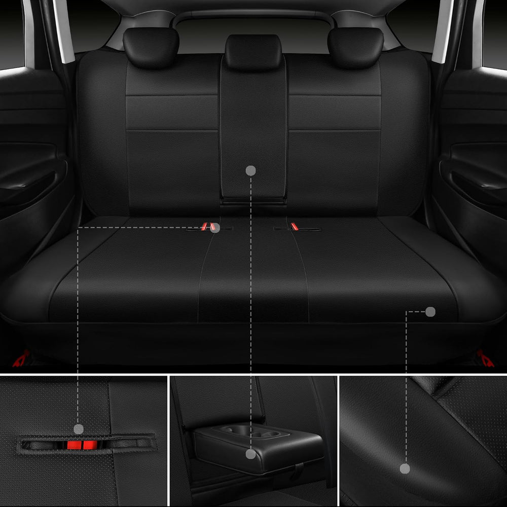 CAR PASS Leather Seat Covers Full Set Universal Water Resistant 3D Foam Back ...