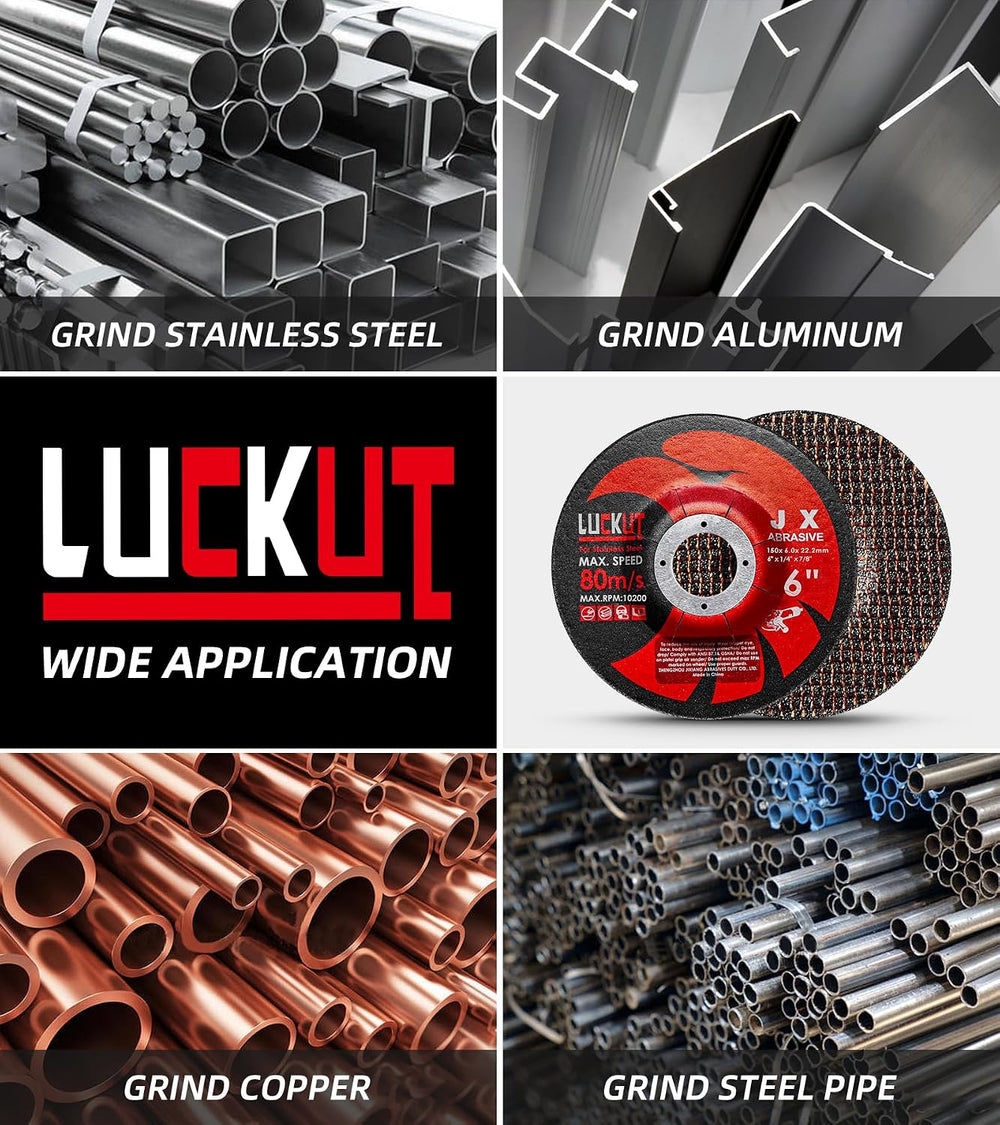 Grinding Wheels Discs, 6X 1/4 x 7/8 Inches, Aggressive Grinding for Angle Gri...