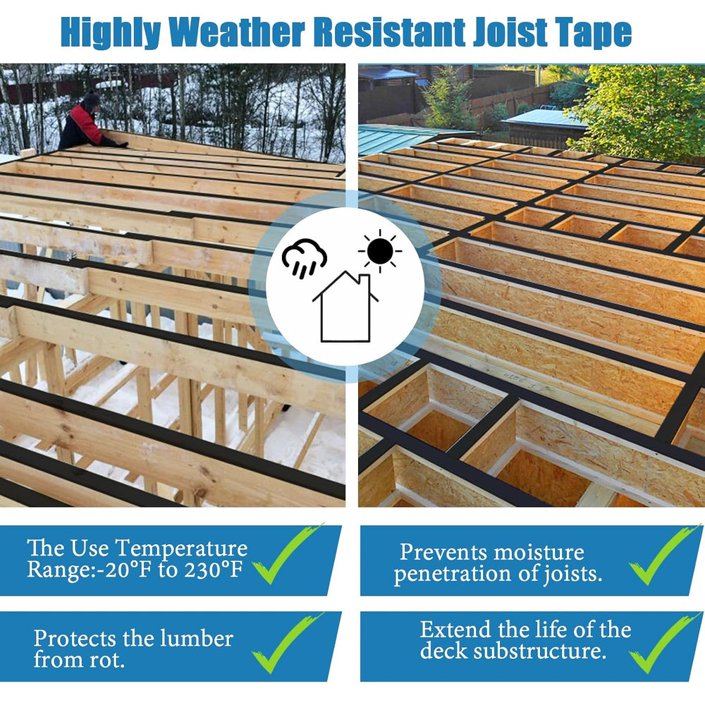 Joist Tape for Decking 2''×50',10 Pack Weather-Resistant Deck Joi...