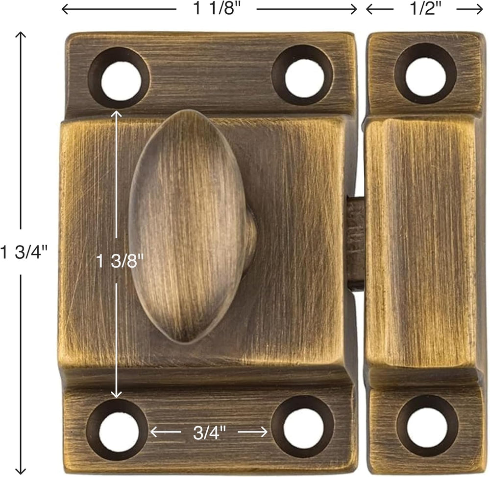 Small Heavy Duty Antique Brass Cabinet Door Latch - 1-3/4" × 1-3/4"...