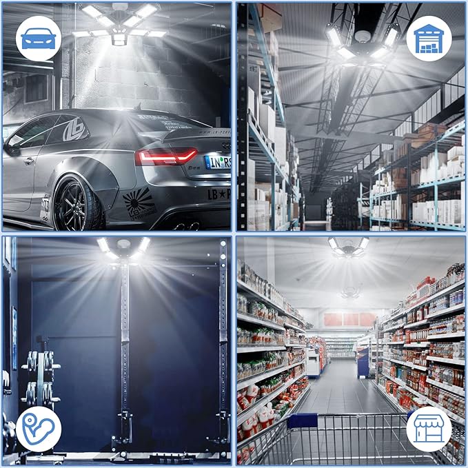 LED Garage Lights Bulb 10+1 Panels 2 Pack -200W, 20000LM 6500K Led Shop Light