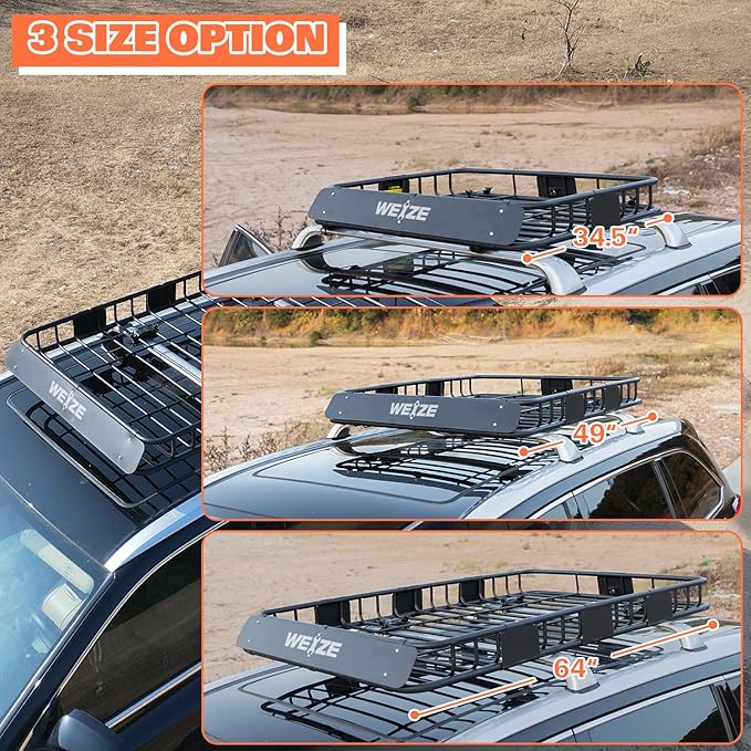 WEIZE Heavy Duty 64"x 39" Roof Rack, Rooftop Cargo Carrier Basket
