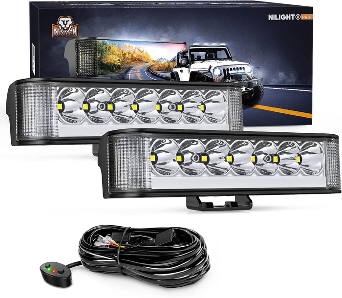 Nilight Pro Series 6.5 Inch Side Shooter LED Pod Lights with DRL 2089LM