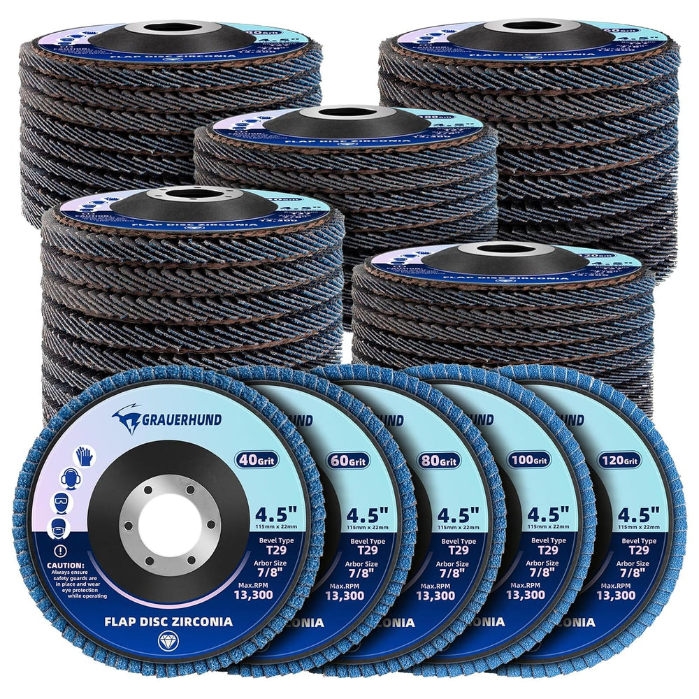 50 Pack Flap Discs 4 1/2" x 7/8" for Angle Grinder, 40/60/80/100/12...