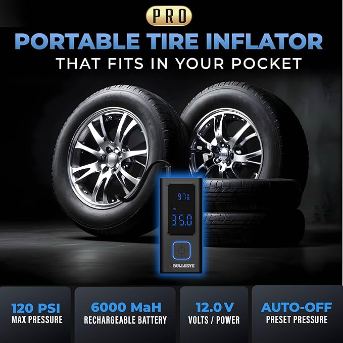 POCKET AIR PRO Tire Inflator Portable Air Compressor by Bullseye Pro
