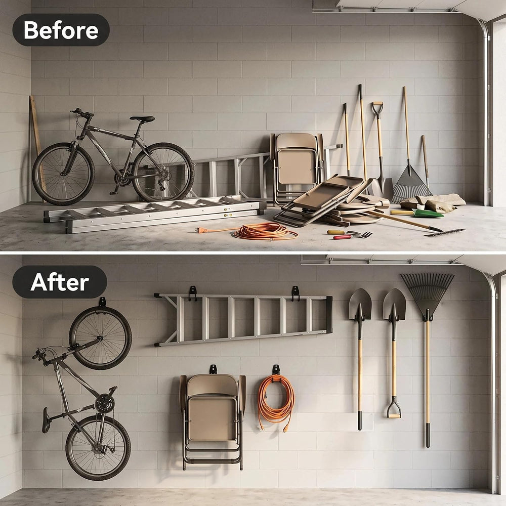 Garage Hooks, 12 Pack Wall Hooks for Hanging Heavy Duty Ladders, Bikes, Tools...