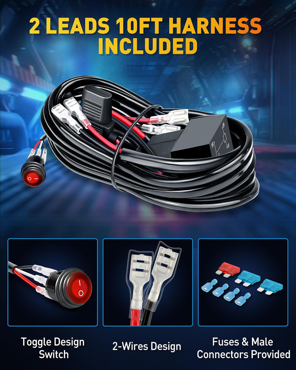 NAOEVO 7 Inch LED Light Bar, White Off Road/Fog Lights with 2-Lead Harness