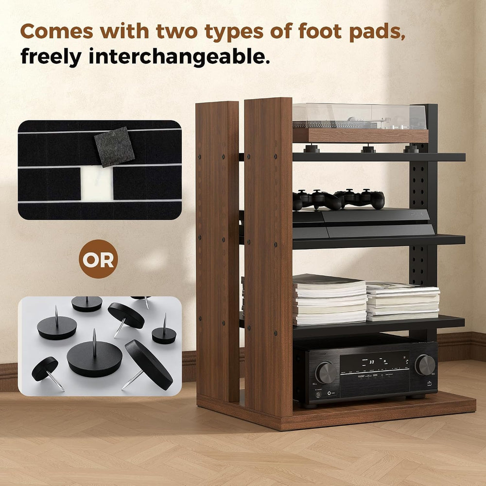 Space-Saving Corner Audio Rack, 4-Tier Stereo Cabinet Media Cabinet with 17-P...