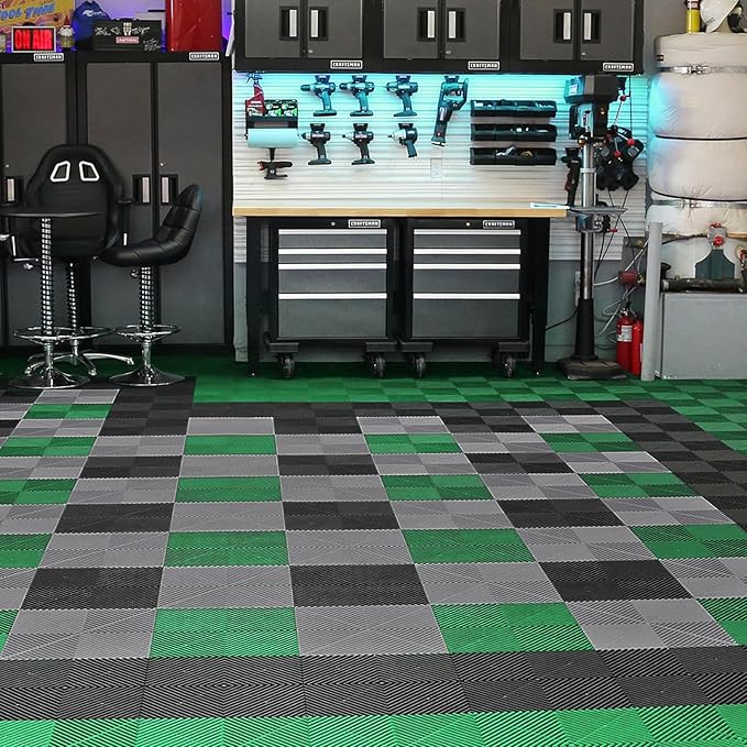 VEVOR Interlocking Drainage Mat, 15.7” x 15.7” Modular Interlocking Cushion (...