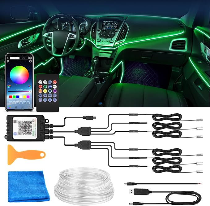 MICTUNING Car LED Interior Strip Light, 6 in 1 RGB Multicolor