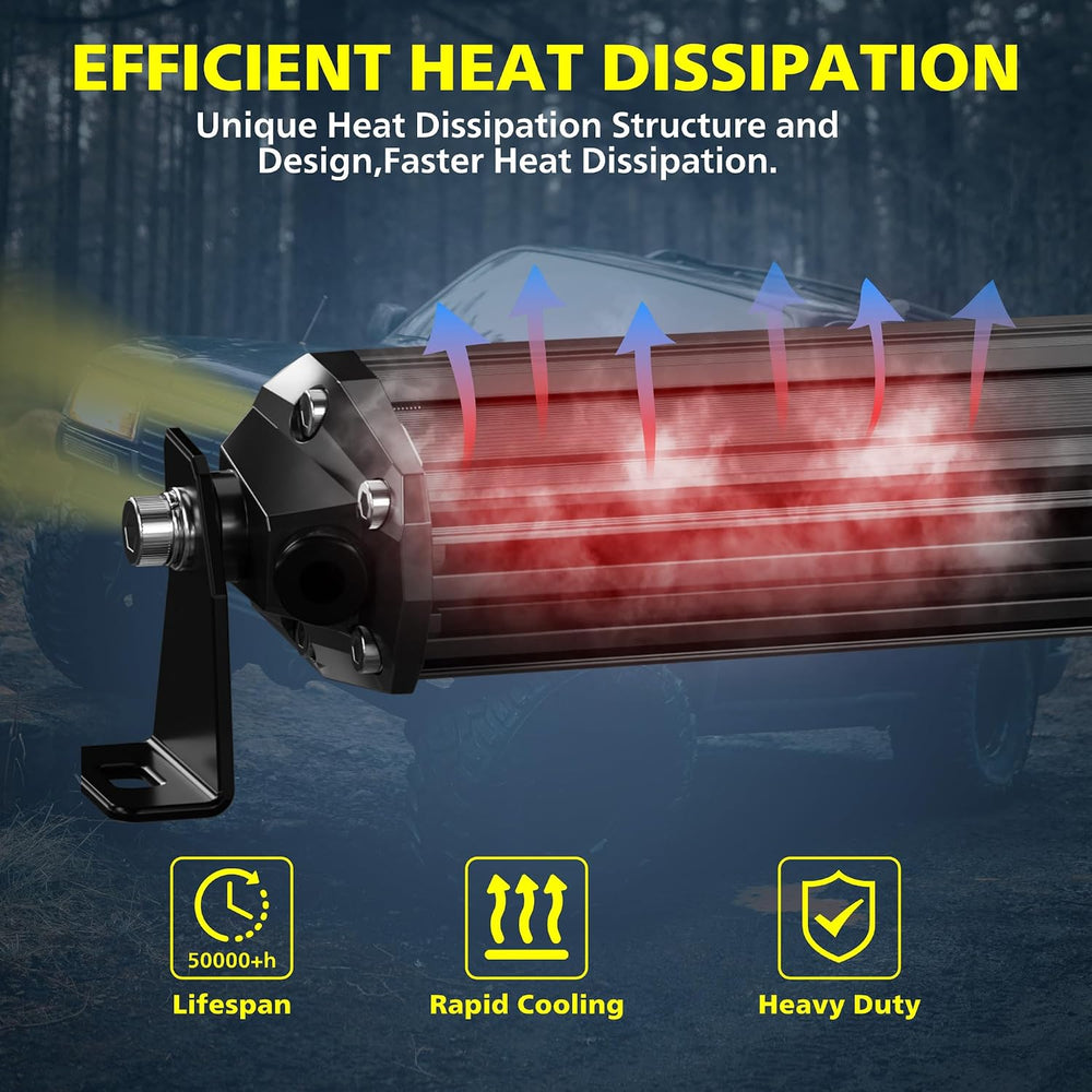 4WDKING 12 Inch Amber LED Light Bar 50W Screwless Spot Flood Combo Offroad