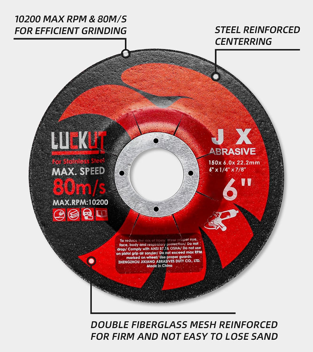 Grinding Wheels Discs, 6X 1/4 x 7/8 Inches, Aggressive Grinding for Angle Gri...