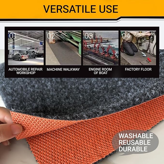 Oil Spill Garage Floor Mat Large, Heavy Duty 98" x 79" 8mm Thick Ga...