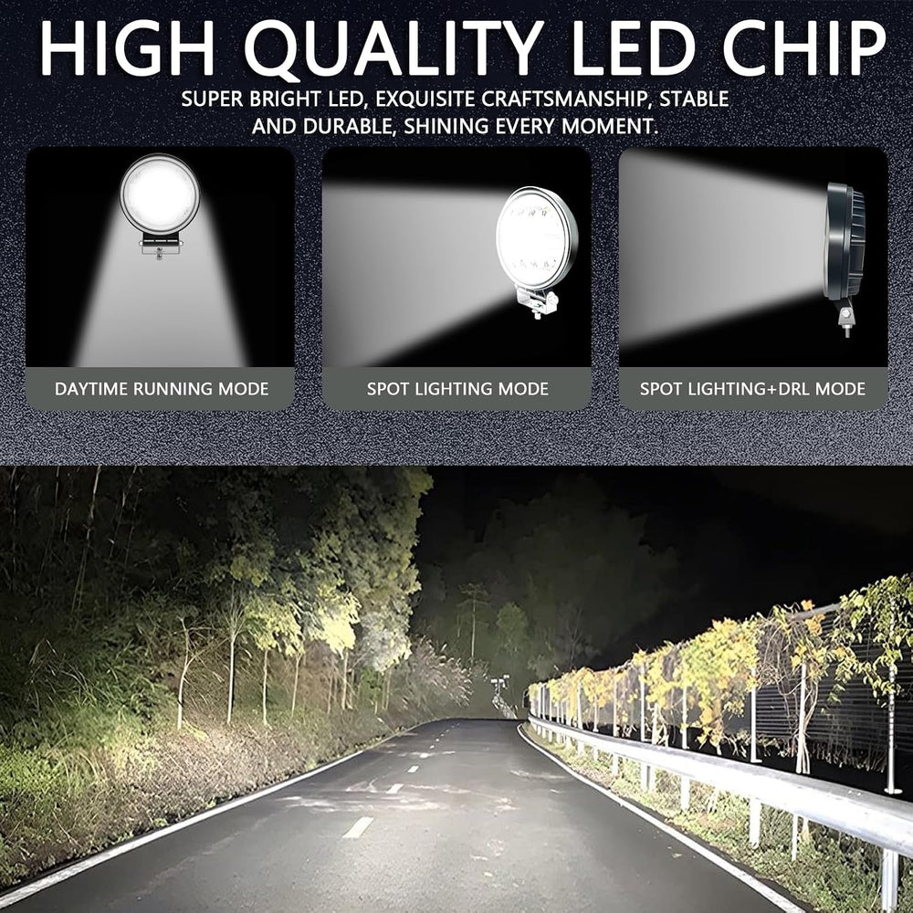 LED Tractor Work Lights, 4 Inch LED Pods Lights 99W Round 12V 24V Spot Beam L...