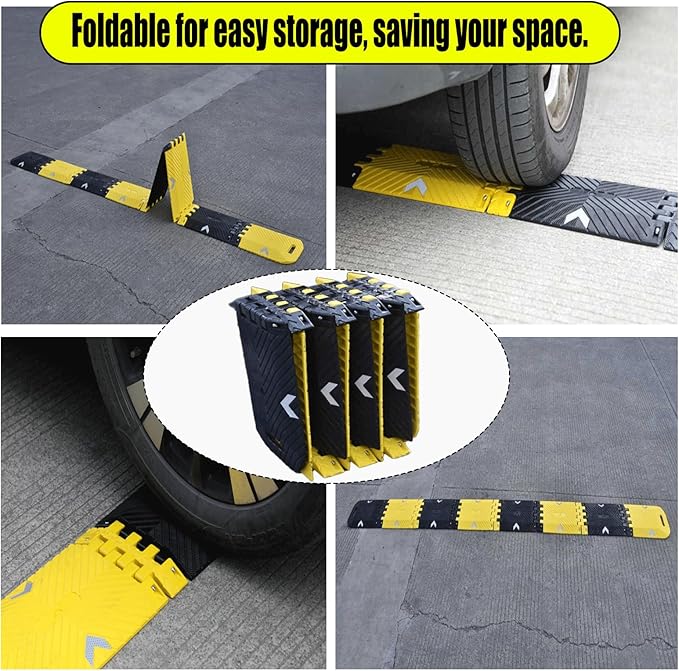 Portable Vehicle Traffic Speed Bump 118"×10"×1"Yellow-Black Re...