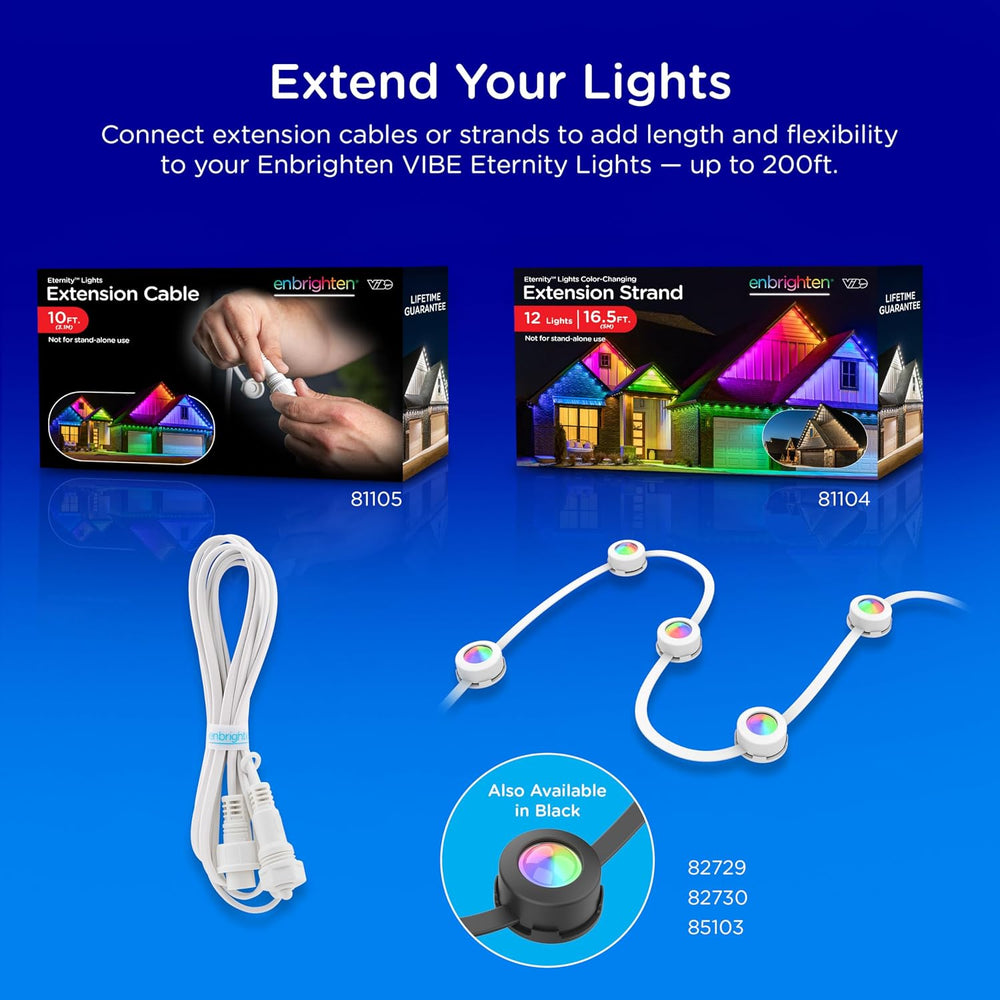 Enbrighten Eternity Permanent Outdoor Lights, 100ft, 72 Lights