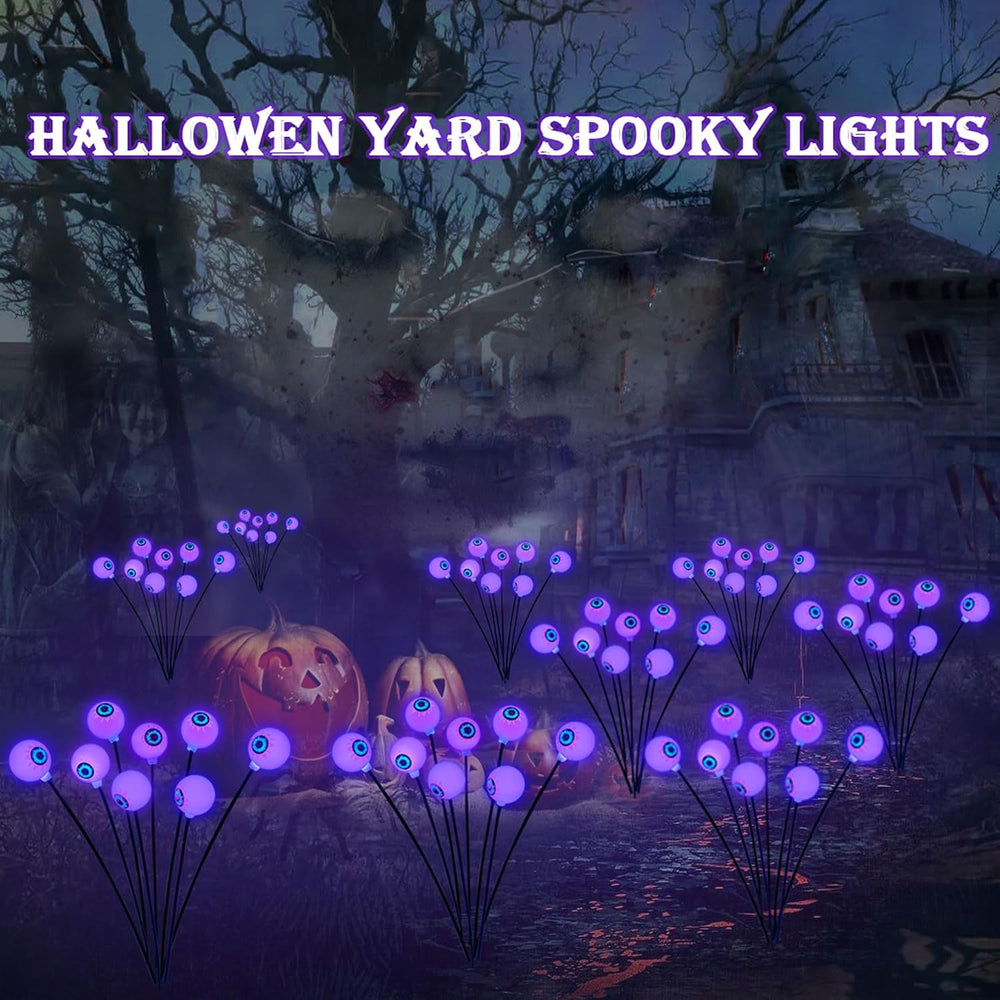 Solar Eyeball Lights for Halloween 32 Purple LED Swaying Firefly Lights Water...