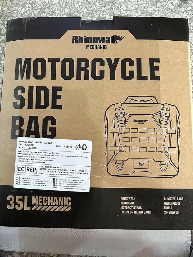 Rhinowalk Motorcycle Saddlebag 35L Waterproof, Quick Release Motorbike Side Bag