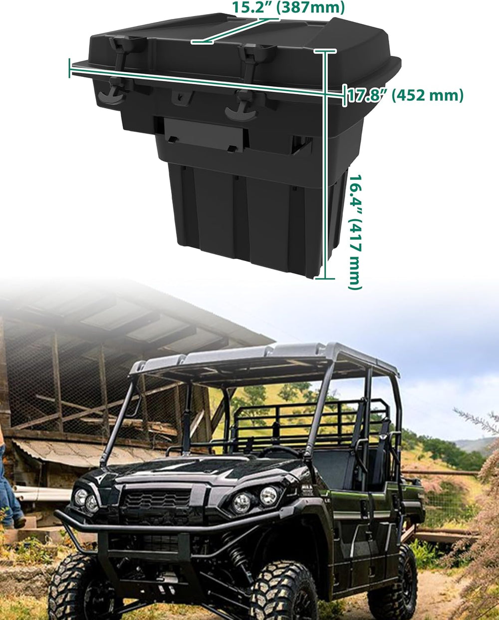 Rear Cargo Box for Kawasaki Mule Pro FXT DXT DX FX 2015-2026, 20L Waterproof ...