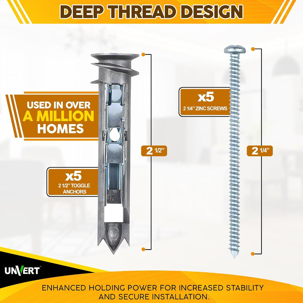 Heavy Duty Drywall Anchors - Self Drilling Ez Drywall Toggle Anchor Kit, #8 A...