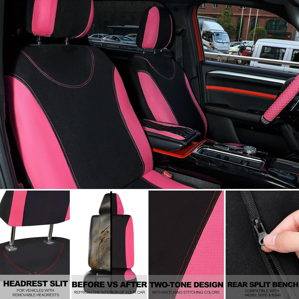 BBTO 43 Pcs Car Accessories Set for Women Front Seats and Rear Bench Polyeste...
