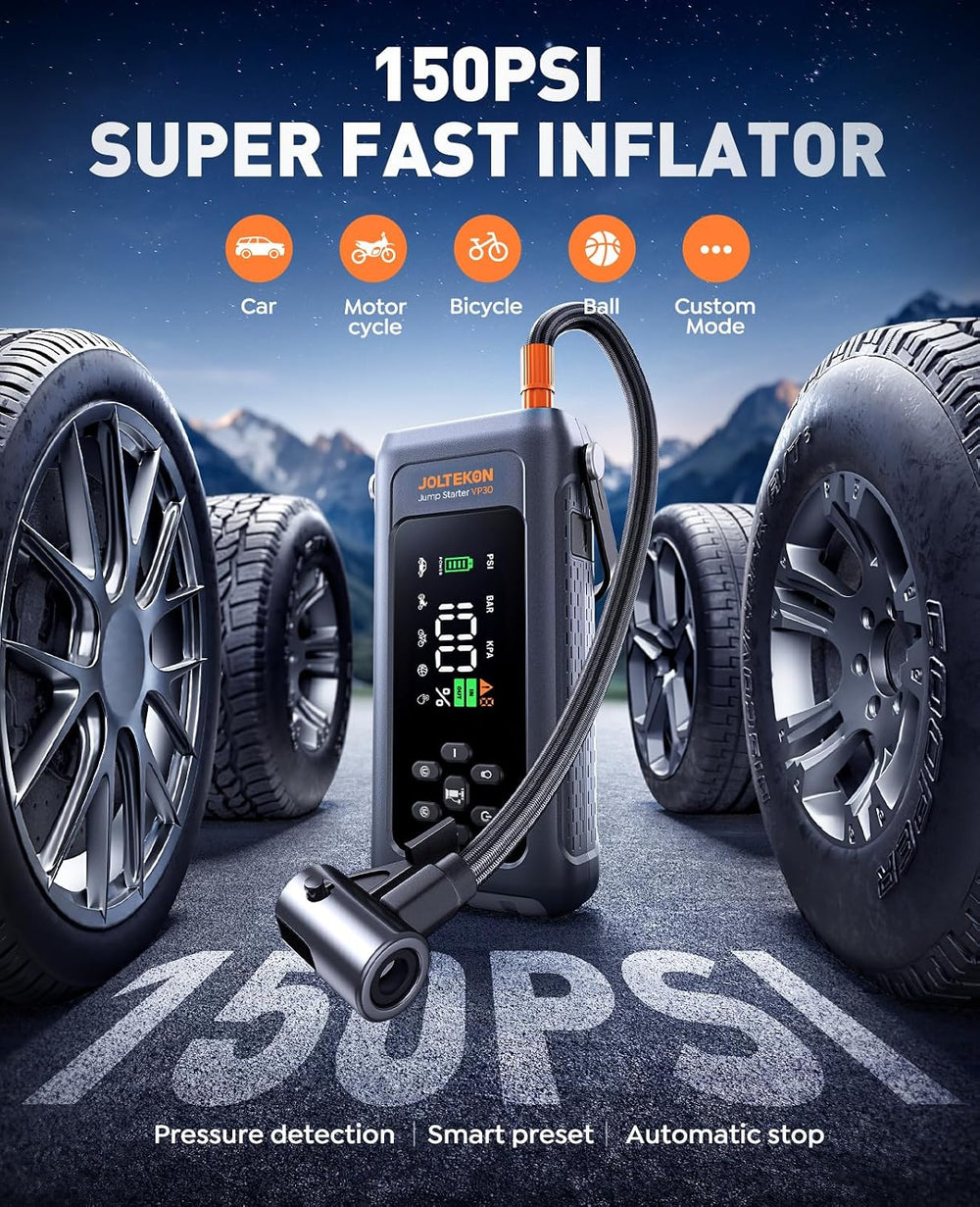 Car Battery Jump Starter with Air Compressor 4500A 150PSI, Car Jumper Starter...