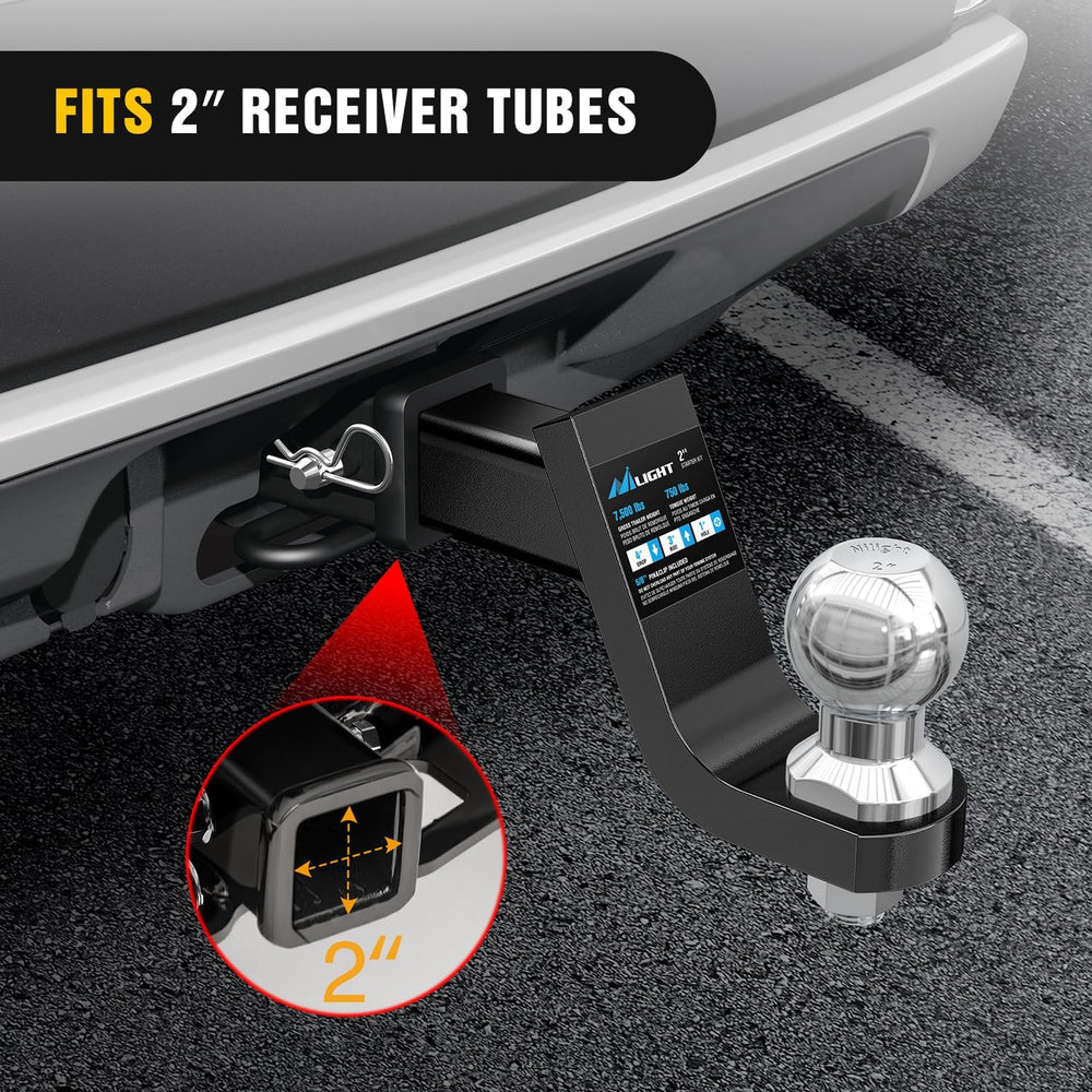Nilight Trailer Hitch Ball Mount Fits 2" Receiver with 2" Ball 4&qu...