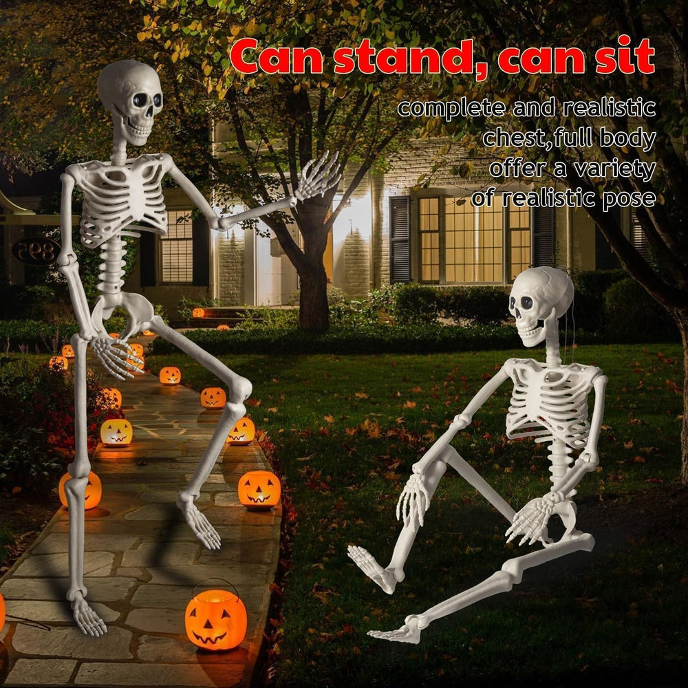 4Pack 36 Inches Pose-N-Stay Halloween Skeleton Life Size Full Body Posable Mo...