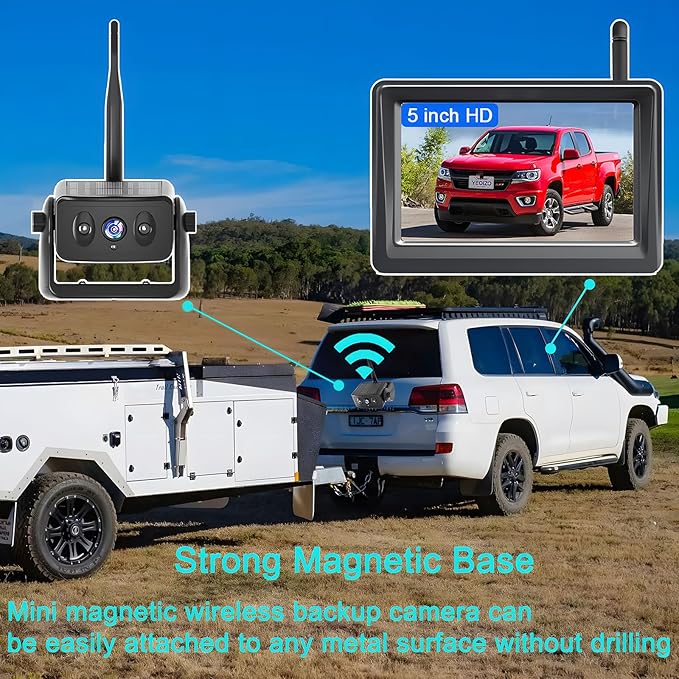 Wireless Backup Camera for Trucks & RVs, Solar