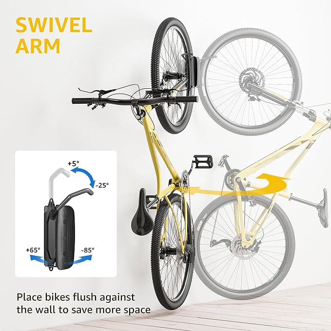 monTEK Swivel Bike Wall Mount – 4 Pack Garage Bike Hanger & Space-Saving