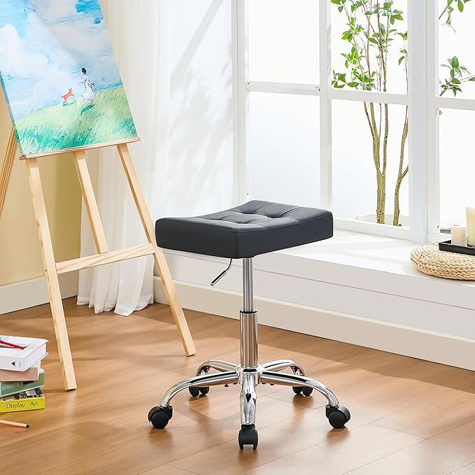Ergonomic Rolling Shop Stool Salon Stool