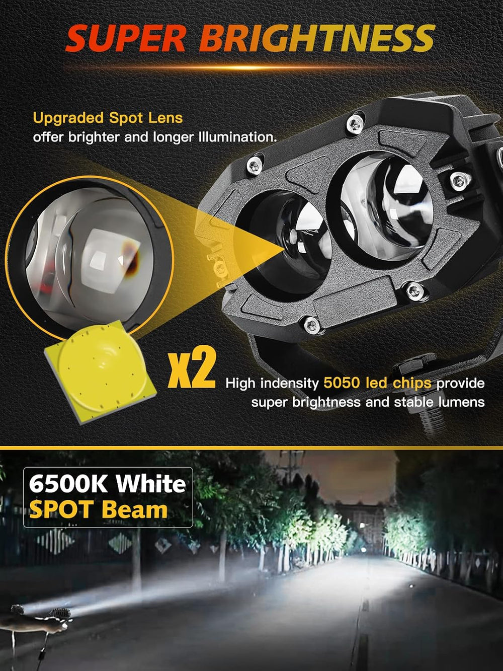 MAYELLO 4 Inch Led Light Pods 60W Square Pod Light with Spot Lens Beam