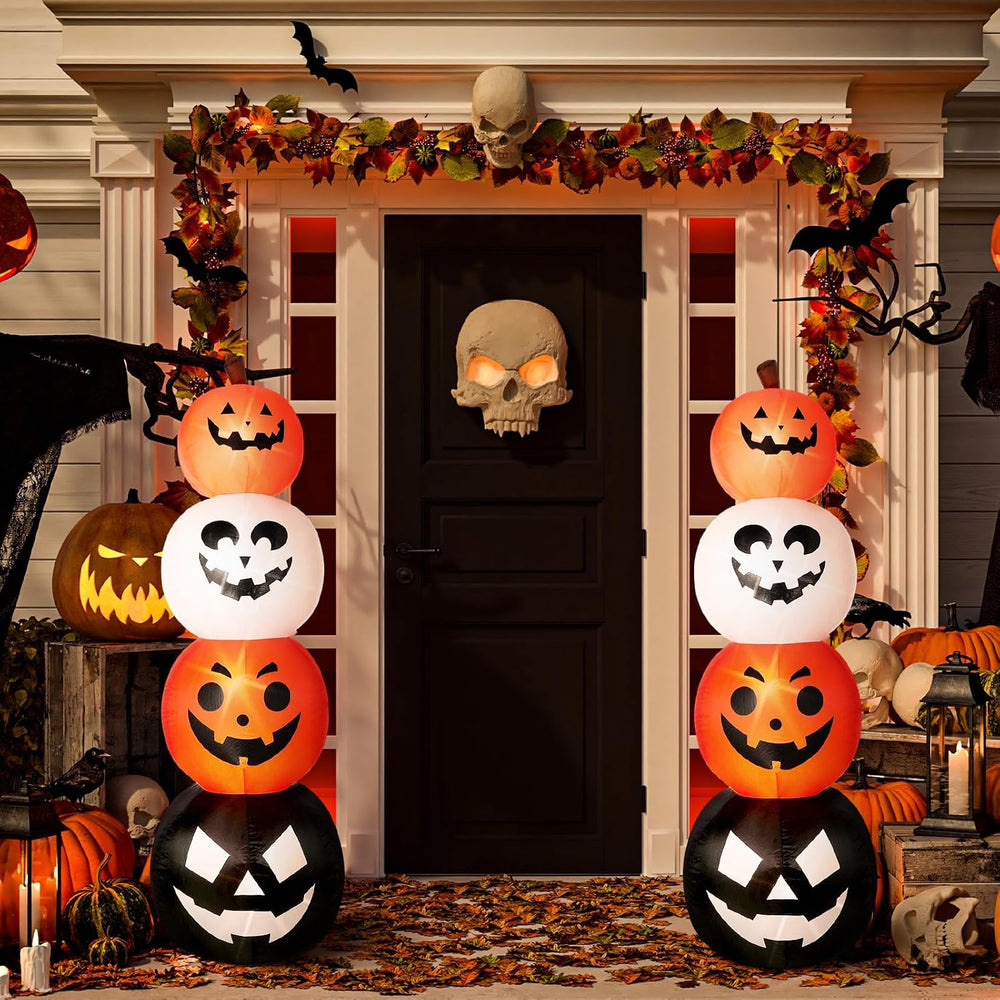 Fourluoo 2 Pcs 4.6 ft Halloween Inflatable Pumpkin Light up Yard Decor