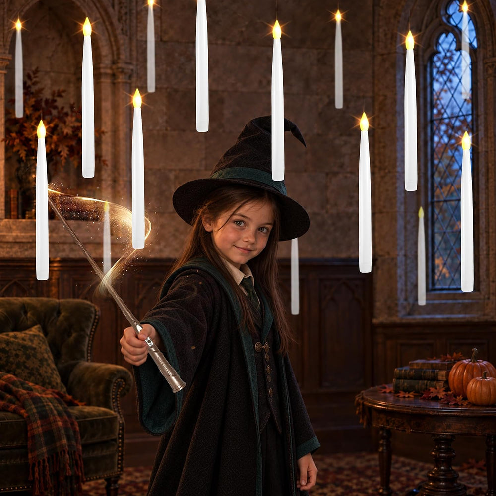 LUSHARBOR Floating Candles with Wand, Halloween Magic Flameless Candles